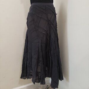 Nicole Farhi 100% Ramie Black Midi Skirt